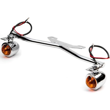 KRATOR Driving Passing Lamp Spot Light Bar Bracket with Turn Signals Motorcycle, Chrome JBM-900-C